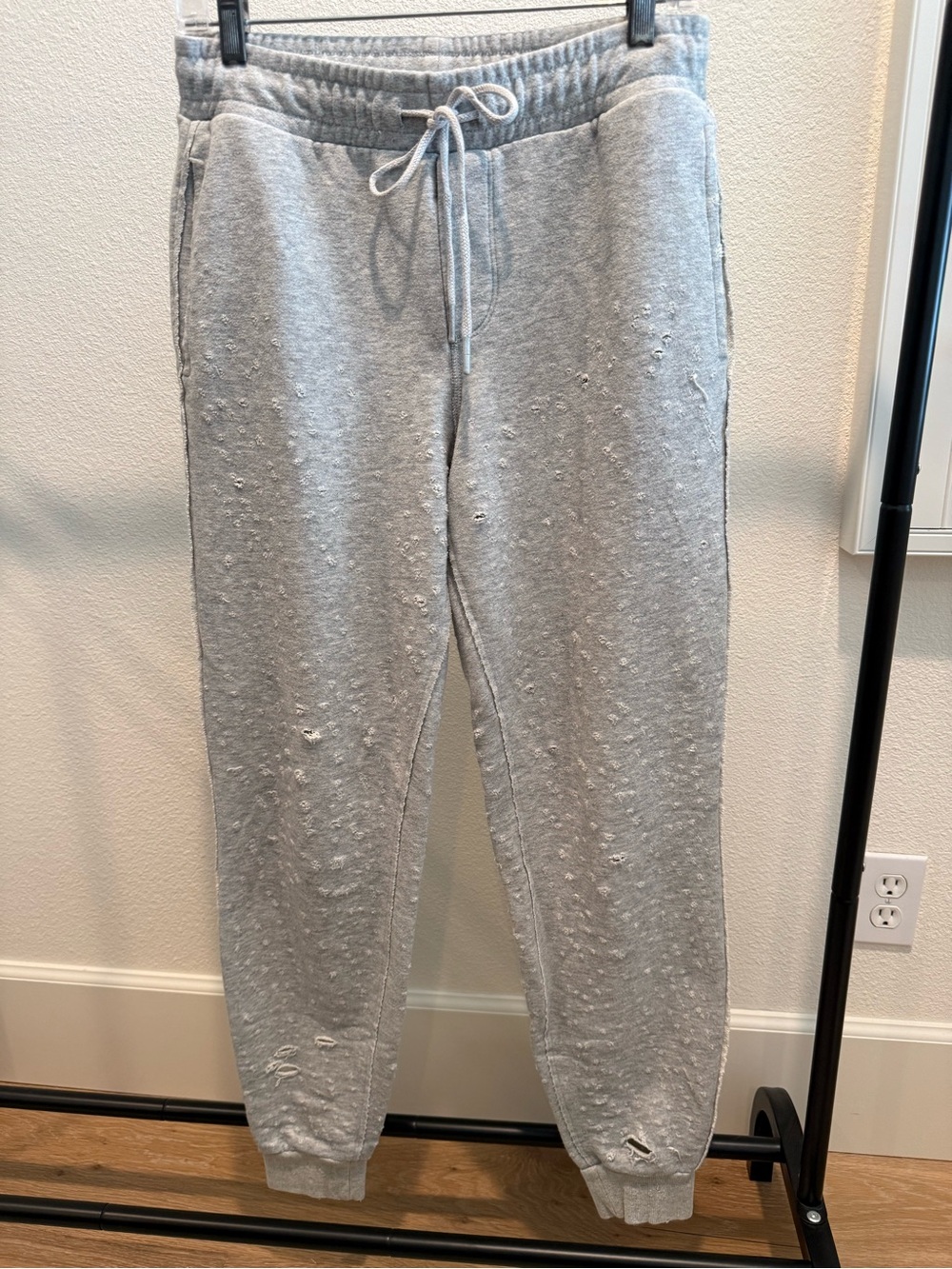 ALO Yoga Light Heather Gray Distressed Joggers
